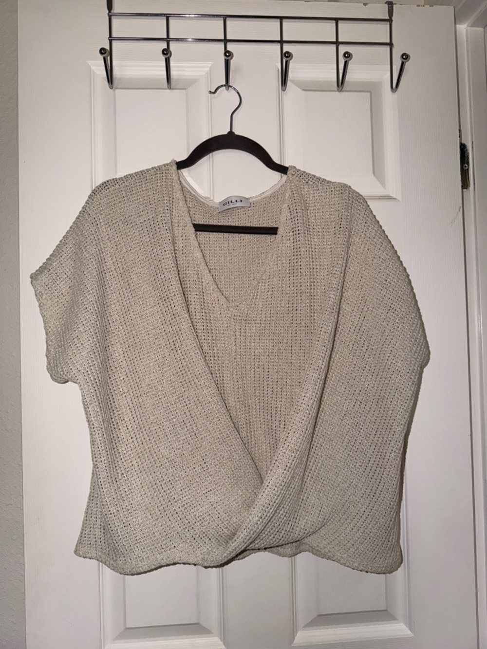 Gilli Cream Knit Wrap-Front Women’s Sweater